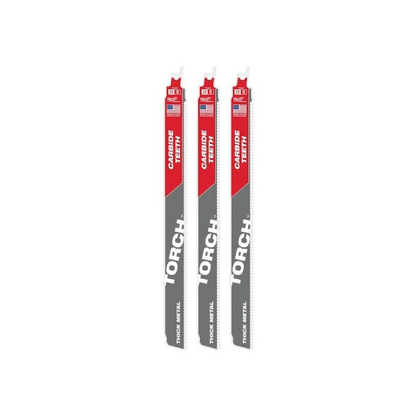 Milwaukee Tool 12 in L x 8 TPI Reciprocating Saw Blade, 3 PK 48-00-5303
