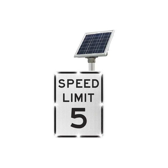 Tapco Blinkersign, R2-1,18inx24in,Speed Limit 5,DG3 White,Solar 2180-C00103-5