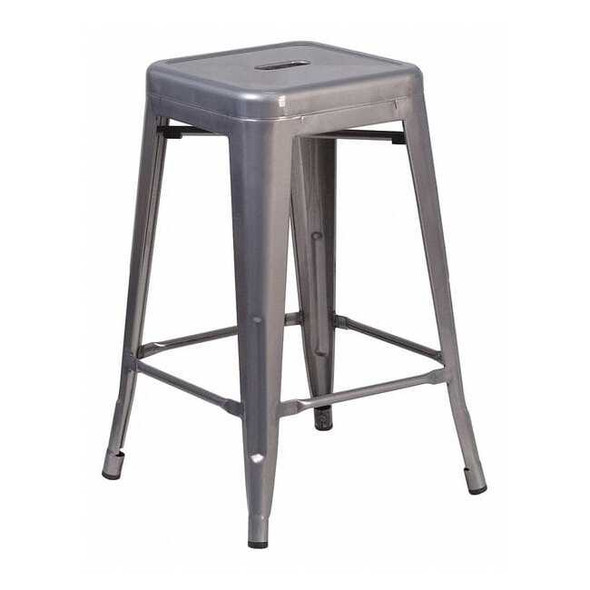 Flash Furniture Clear Backless Metal Stool,24" XU-DG-TP0004-24-GG