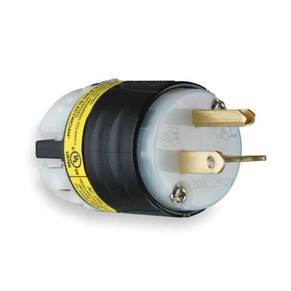 Straight Blade Plug, 6-20P, 20 A, 250V AC, 2 Pole, Screw Terminals, Grounded