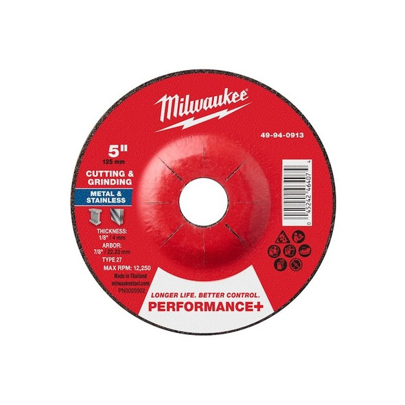 Milwaukee Tool Cut-Off & Grinding Wheel,5" dia. 49-94-0913