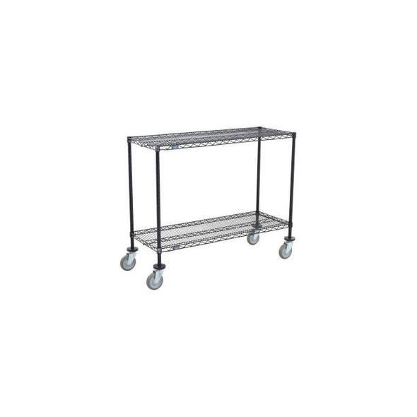 Nexel 2 Shelf Shelf Cart Black Epoxy 30""W x 14""D x 40""H Poly Casters 4 Swivel