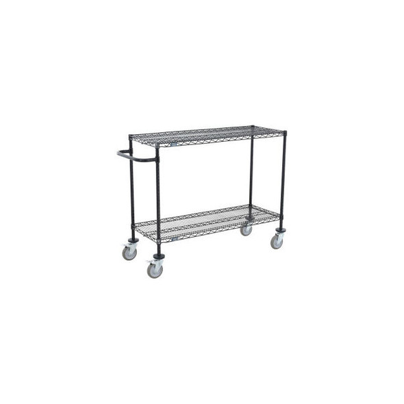 Nexel 2 Shelf Push Cart Black Epoxy 30""L x 14""W x 40""H Poly Casters 4 Swivel