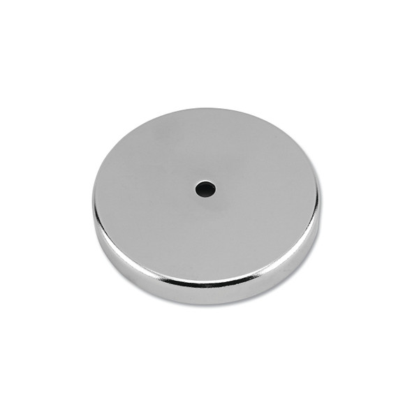 Ceramic Magnet Round Base, Chrome Plated Steel, 16 lb Load Cap, 1.425 in dia