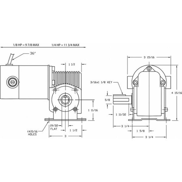 DC Gearmotor, 55 in-lb Max. Torque, 180 RPM Nameplate RPM, 90V DC Voltage  3XA84