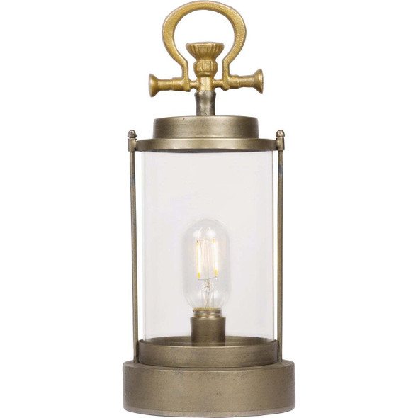 Alpine 15 In. H. Warm White LED Vintage Metal & Glass Lantern ILT100HH-S-GD