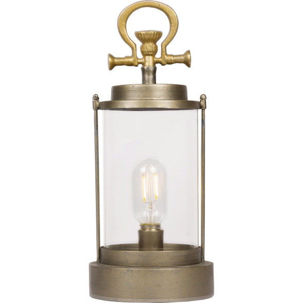 Alpine 15 In. H. Warm White LED Vintage Metal & Glass Lantern ILT100HH-S-GD