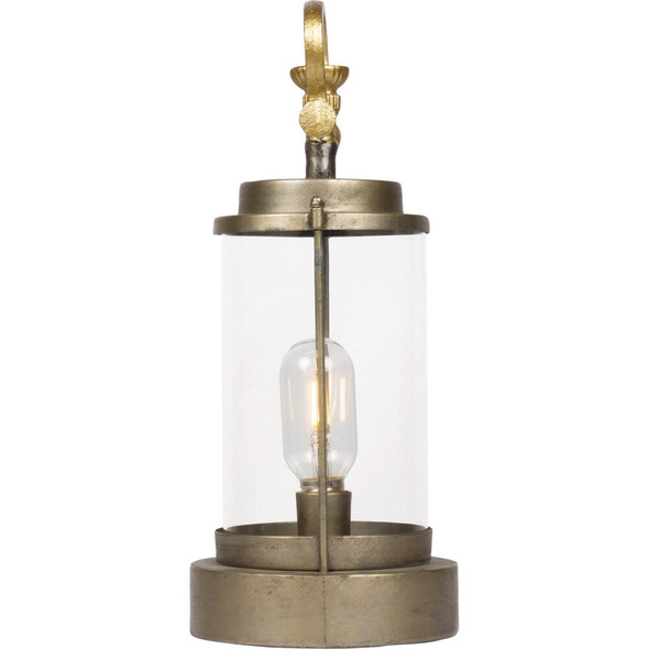 Alpine 15 In. H. Warm White LED Vintage Metal & Glass Lantern ILT100HH-S-GD 843128