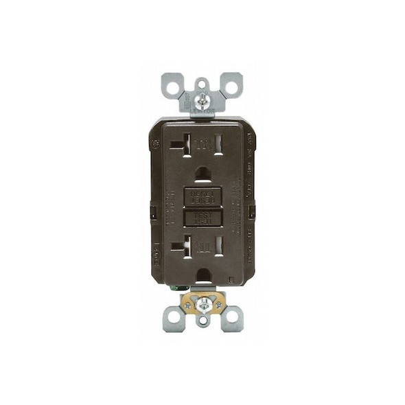 Leviton GFIRcptcl,20A,125VAC,Brn,Polycarbonate GFTR2