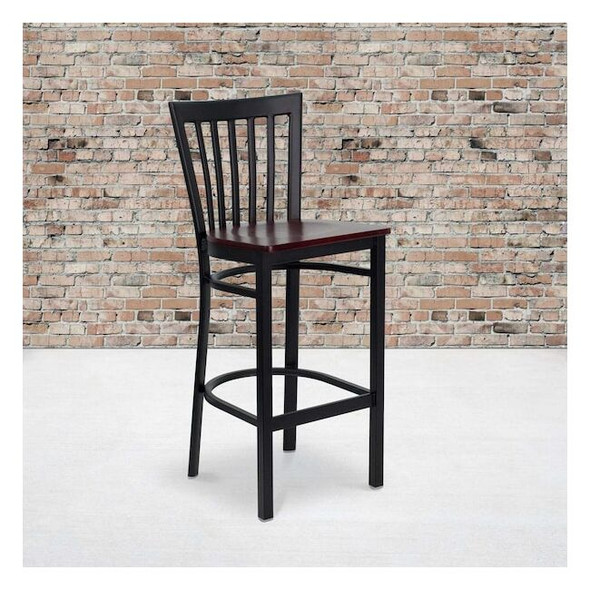 Flash Furniture Black School Stool-Mah Seat,PK2 2-XU-DG6R8BSCH-BAR-MAHW-GG