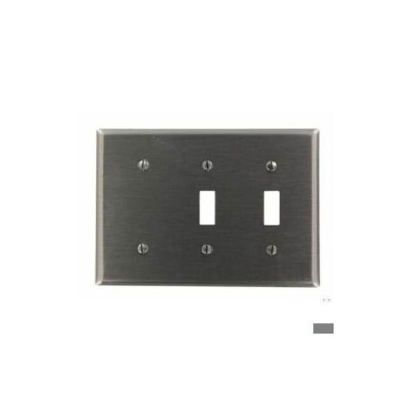 Leviton Blank Wall Plate, Number of Gangs: 3 Stainless Steel, Silver S214-N
