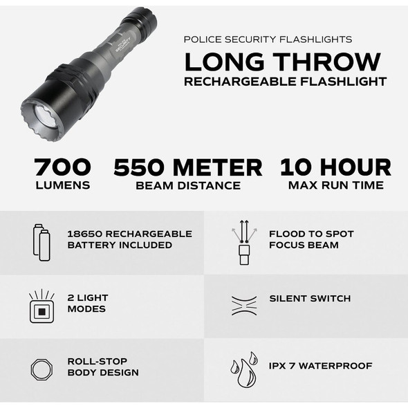 Police Security Long Throw TS-X 700 Lm. LED Flashlight 97739 544040