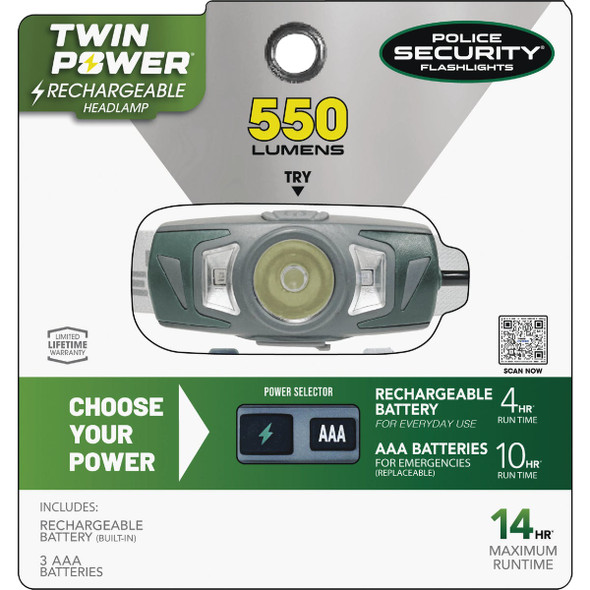 Police Security Ryder Twin Power 550 Lm. LED Headlamp 97743 555269