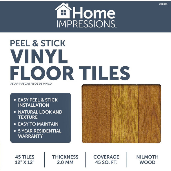 Home Impressions Nilmoth Wood 12 In. x 12 In. Vinyl Floor Tile (45 Sq. Ft.-Box) KLD0720 (matte) 280831