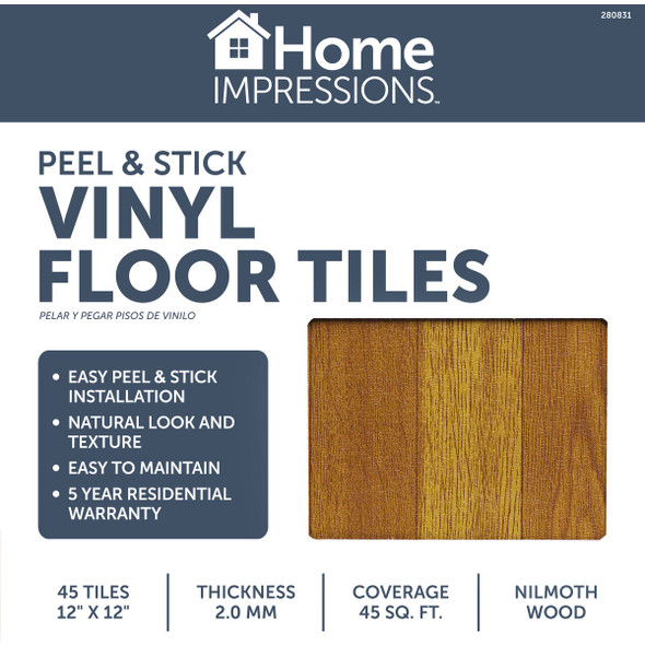 Home Impressions Nilmoth Wood 12 In. x 12 In. Vinyl Floor Tile (45 Sq. Ft.-Box) KLD0720 (matte) 280831