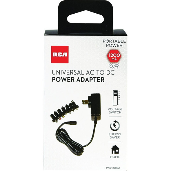 RCA Universal Black AC to DC Power Adapter PAD1200BZ 516561