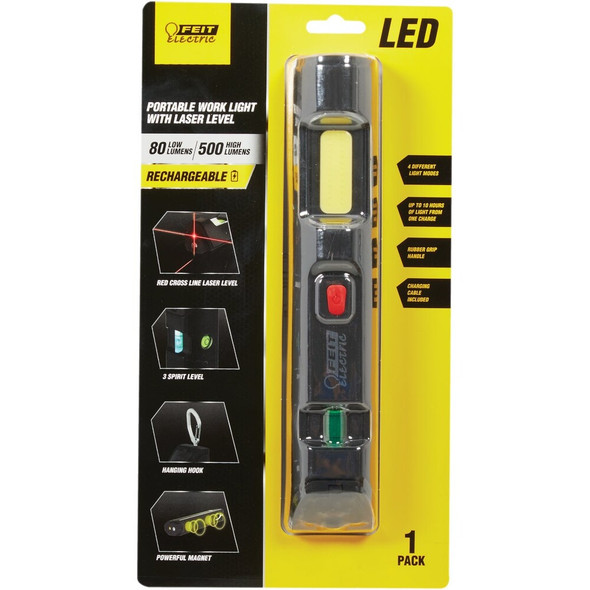 Feit Electric 500 Lm. LED Rechargeable Handheld Work Light with Laser Level WORK500LZBAT 569932