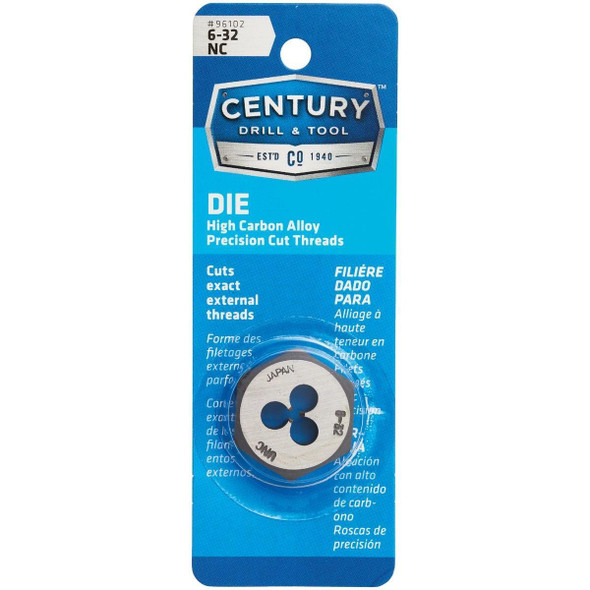 96102 Century Drill & Tool 6-32 National Coarse 1 In. Across Flats Fractional Hexagon Die