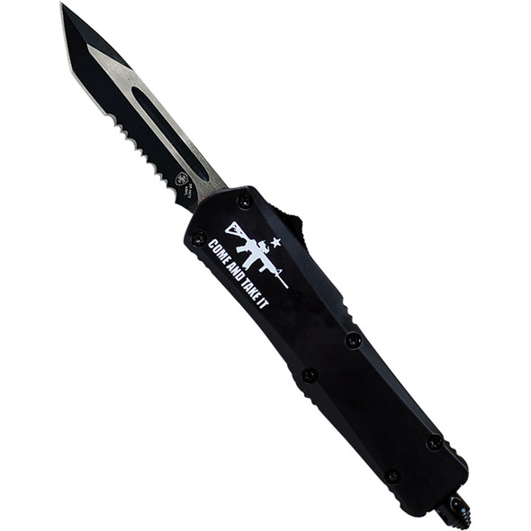 GenII Small Premium Alloy Come And Take It AR15 Tanto Serrated 440C Black S-AR15-53-1