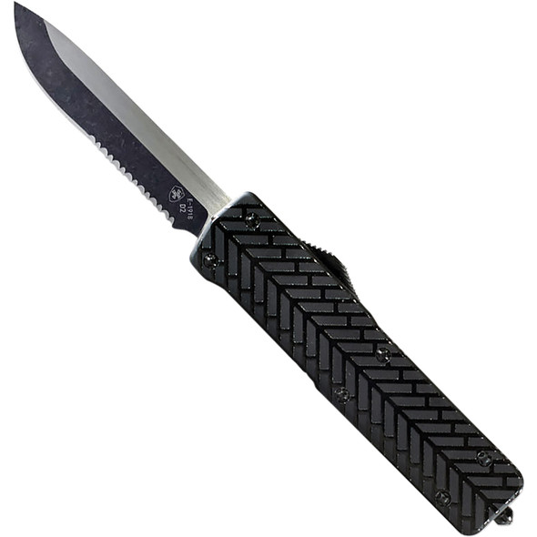 Large Premium Aluminum Lightweight Herringbone Drop Serrated Black D2 LA-HBG-62-1