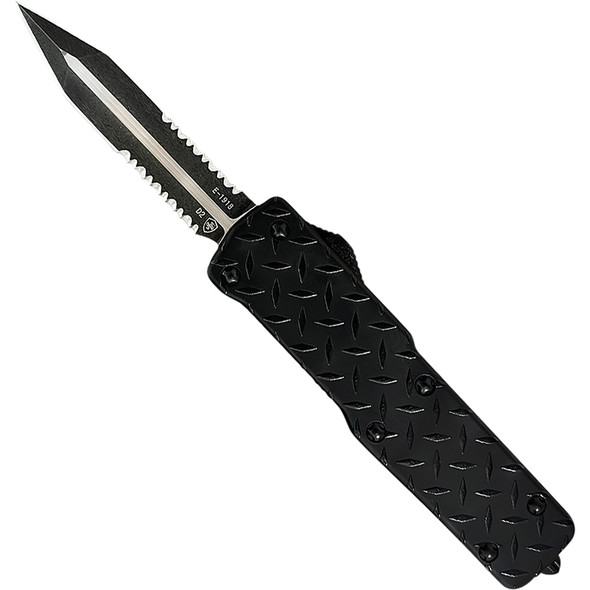 Small Premium Alloy Weighted Diamond Plate Dagger Serrated Black D2 SZ-DPG-42-1