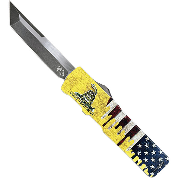 Excalibur Large Screwless Premium Aluminum Lightweight Don't Tread on Me Black Tanto D2 XL-DTOM-22-1