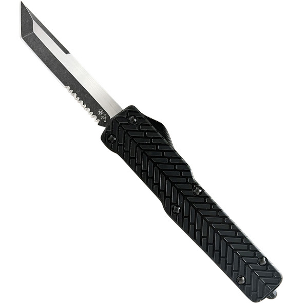 Slim Premium Aluminum Lightweight Herringbone Tanto Serrated Black D2 MA-HBG-52-1