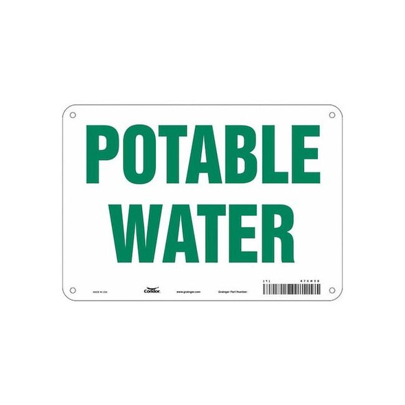 Potable Water, 10 in W x 7 in H, Vertical Rectangle, Polyethylene, 470H39