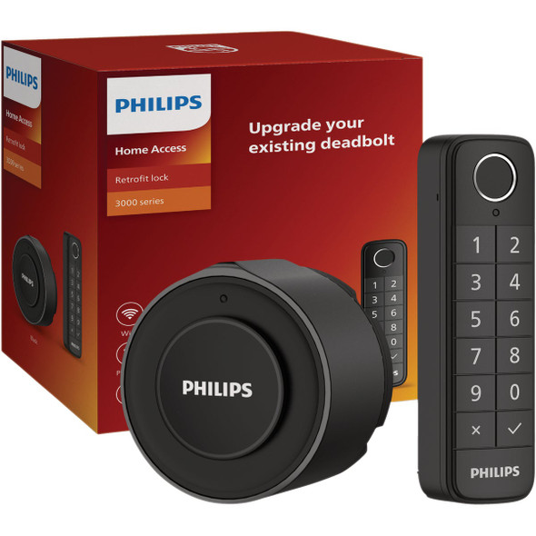 Philips Retrofit Electronic Deadbolt Lock, Black DDL1030X-1HWP-BK