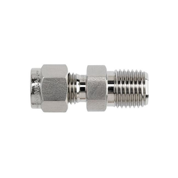 Brennan Industries Strt, SS, Comp. 3/8 in, MNPT 1/8 in N2404-06-12-SS