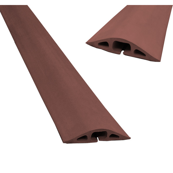 Cable Protector, 3/4 in H, 10 ft L, 3-1/4 in W, 3 Channel, Rubber, Brown