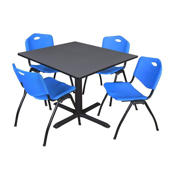Cain Cain Square Table & Chair Set, Wood, Metal, Plastic Top, Grey TB4848GY47BE