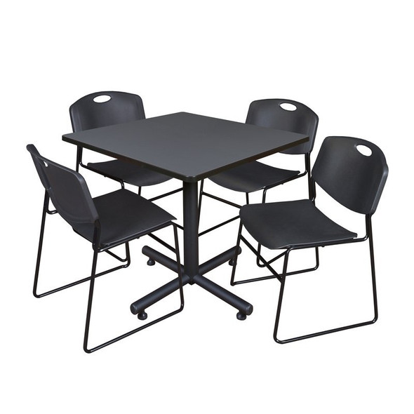 Kobe Kobe Square Table & Chair Set, Wood, Metal, Polypropylene Top TKB4242GY44BK