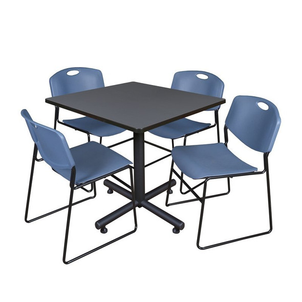Kobe Kobe Square Table & Chair Set, Wood, Metal, Polypropylene Top TKB4242GY44BE