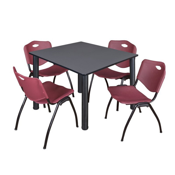 Kee Square Table & Chair Set, Wood, Metal, Plastic Top, Grey
