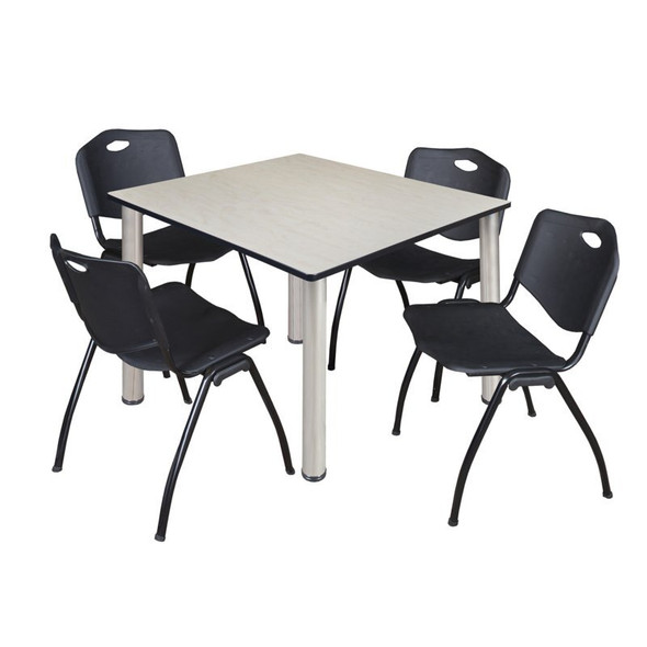Kee Square Table & Chair Set, Wood, Metal, Plastic Top, Maple