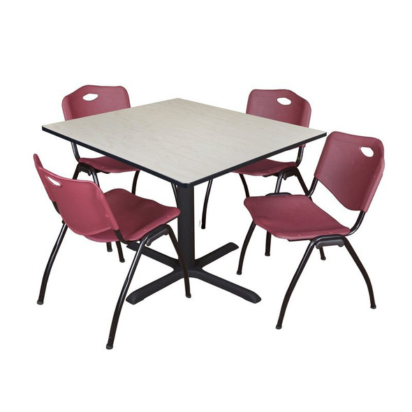 Cain Cain Square Table & Chair Set, Wood, Metal, Plastic Top, Maple TB4848PL47BY