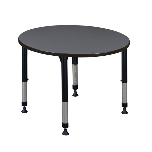 Kee Round Classroom Tables, 36 W, 36 L, 23-34 H, Wood, Metal, Grey TB36RNDGYAPBK