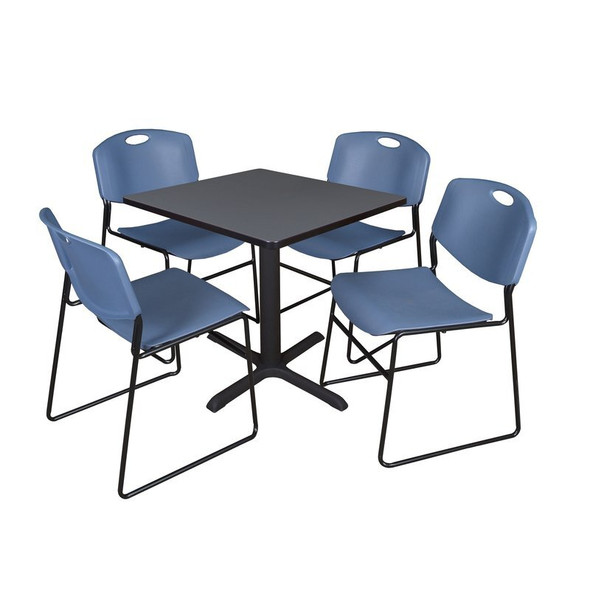 Cain Cain Square Table & Chair Set, Wood, Metal, Polypropylene Top TB3030GY44BE
