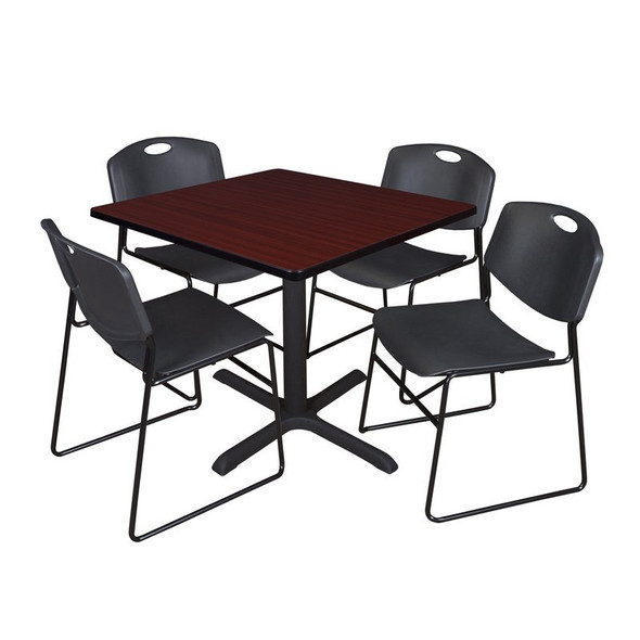 Cain Cain Square Table & Chair Set, Wood, Metal, Polypropylene Top TB4242MH44BK