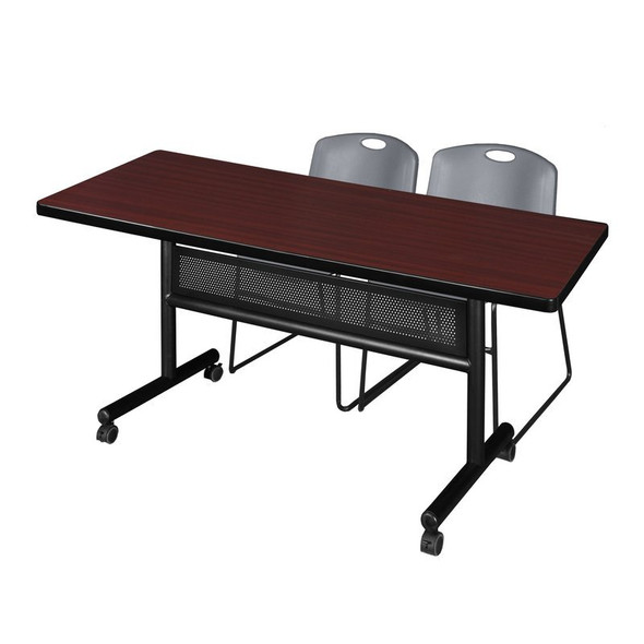 Rectangle FlipTop Table, 72" W, 29" H, Laminate Top, Mahogany