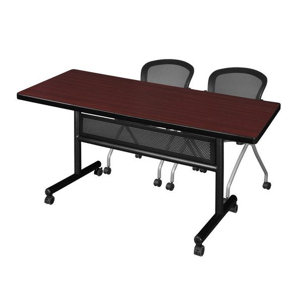 Rectangle FlipTop Table, 72" W, 29" H, Laminate Top, Mahogany