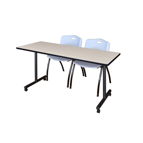 Kobe Rectangle Mobile table, 60" W, 29" H, Laminate Top, Maple MKTRCC6024PL47GY