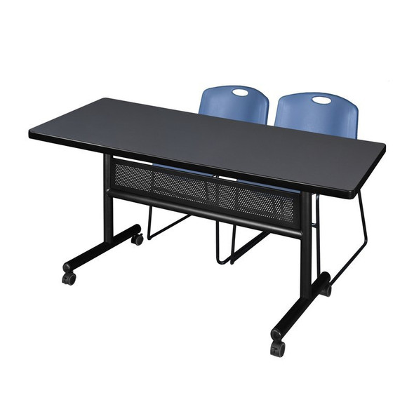 Kobe Rectangle FlipTop Table, 60" W, 29" H, Laminate Top, Gray MKFTM6030GY44BE