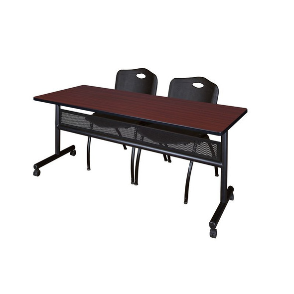 Rectangle FlipTop Table, 72" W, 29" H, Laminate Top, Mahogany