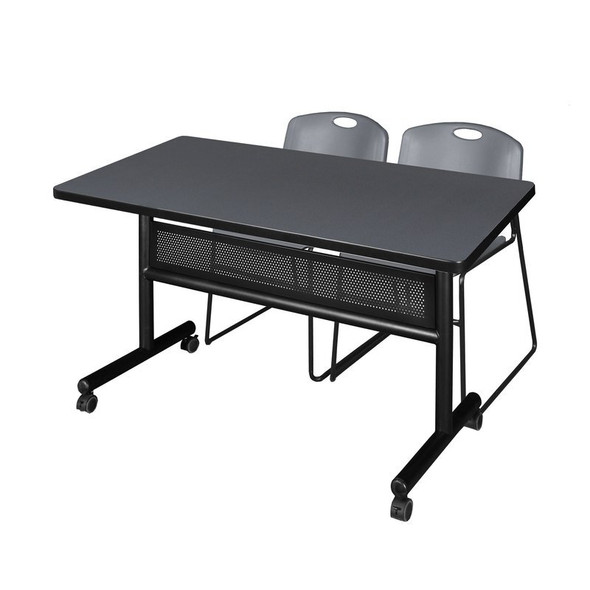 Kobe Rectangle FlipTop Table, 48" W, 29" H, Laminate Top, Gray MKFTM4830GY44GY