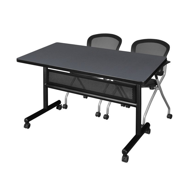 Kobe Rectangle FlipTop Table, 48" W, 29" H, Laminate Top, Gray MKFTM4830GY23BK
