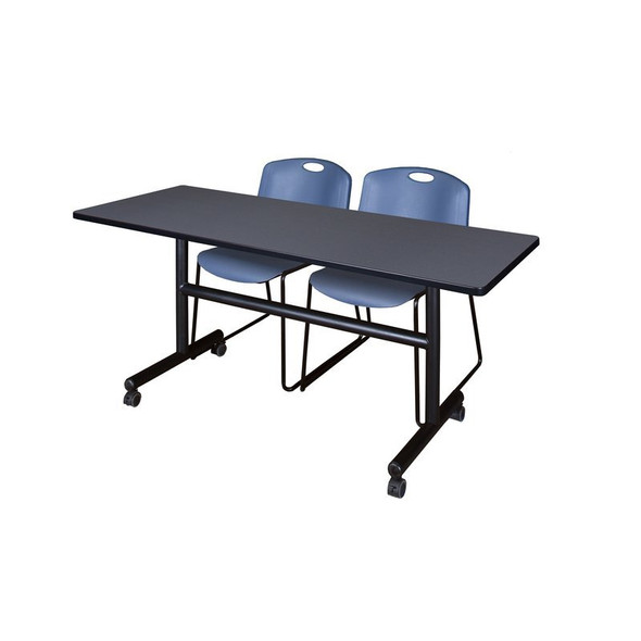Kobe Rectangle FlipTop Table, 60" W, 29" H, Laminate Top, Gray MKFT6030GY44BE