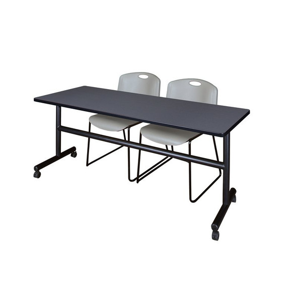Kobe Rectangle FlipTop Table, 72" W, 29" H, Laminate Top, Gray MKFT7230GY44GY