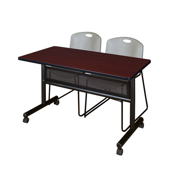 Rectangle FlipTop Table, 48" W, 29" H, Laminate Top, Mahogany